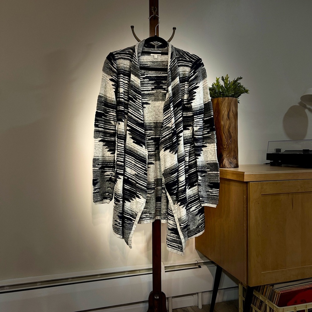 LUCKY BRAND Women's Open Front Cardigan GRAY PATTERN Size M